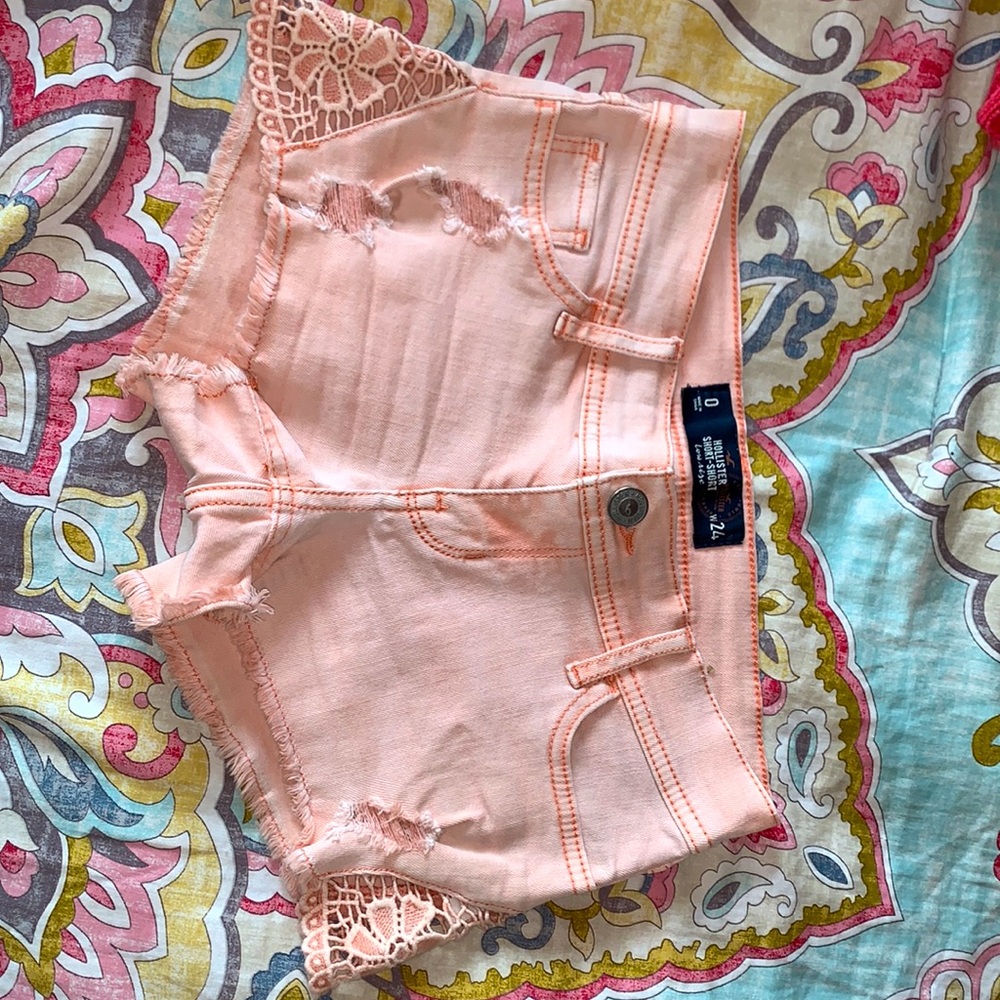 Hollister, pink shorts with lace on sides